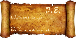 Décsei Ervin névjegykártya