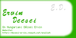 ervin decsei business card